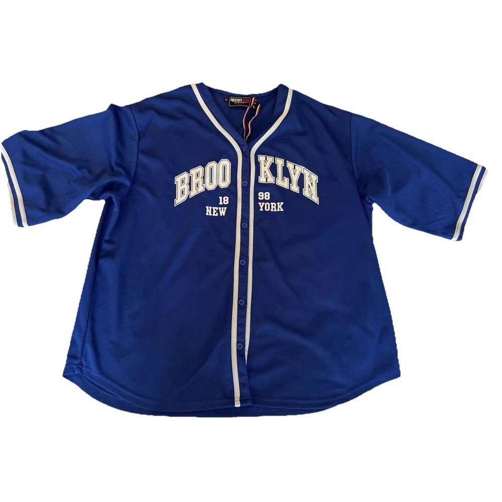 Retro Fox Blue Brooklyn Baseball Jersey Size 3X
